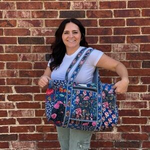 Floral Blue Duffel Bag